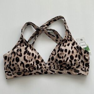 NWT Leopard Print Bikini Top Sz M